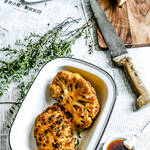 Chou fleur rôtis au bouillon / poulet pané coco et bouillon qui réchauffe