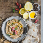 Houmous aux oignons rouges confits