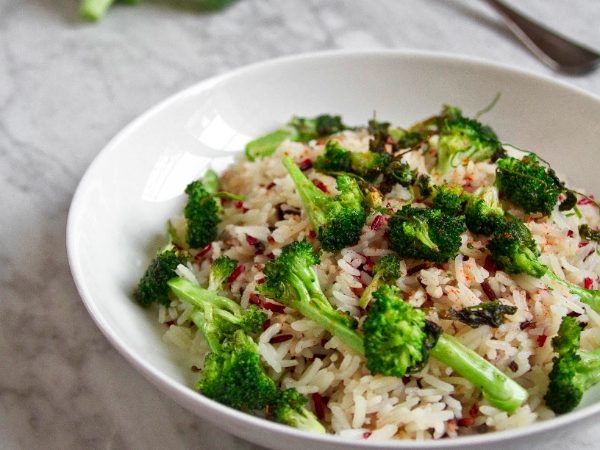 Brocolis poêlé aux deux riz