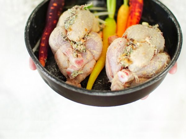 Coquelets farcis et beurre aromatisé