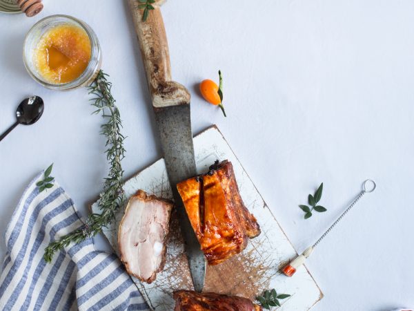 Travers de porc sauce BBQ-kumquats confits