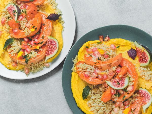 Houmous et salade de butternut rôtis
